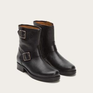 Frye Vicky Engineer Black Leather Moto Boots